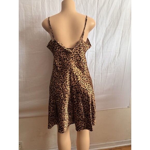 Sophia by Delicates Leopard Satin Slip Dress L Nightgown Chemise Black Lace Y2K - Picture 4 of 9